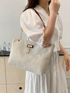 1pc Polyester Deer Decoration Large Capacity Zipper Closure Fashion Shoulder Tote Bag shein