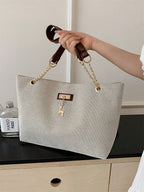 1pc Polyester Deer Decoration Large Capacity Zipper Closure Fashion Shoulder Tote Bag shein