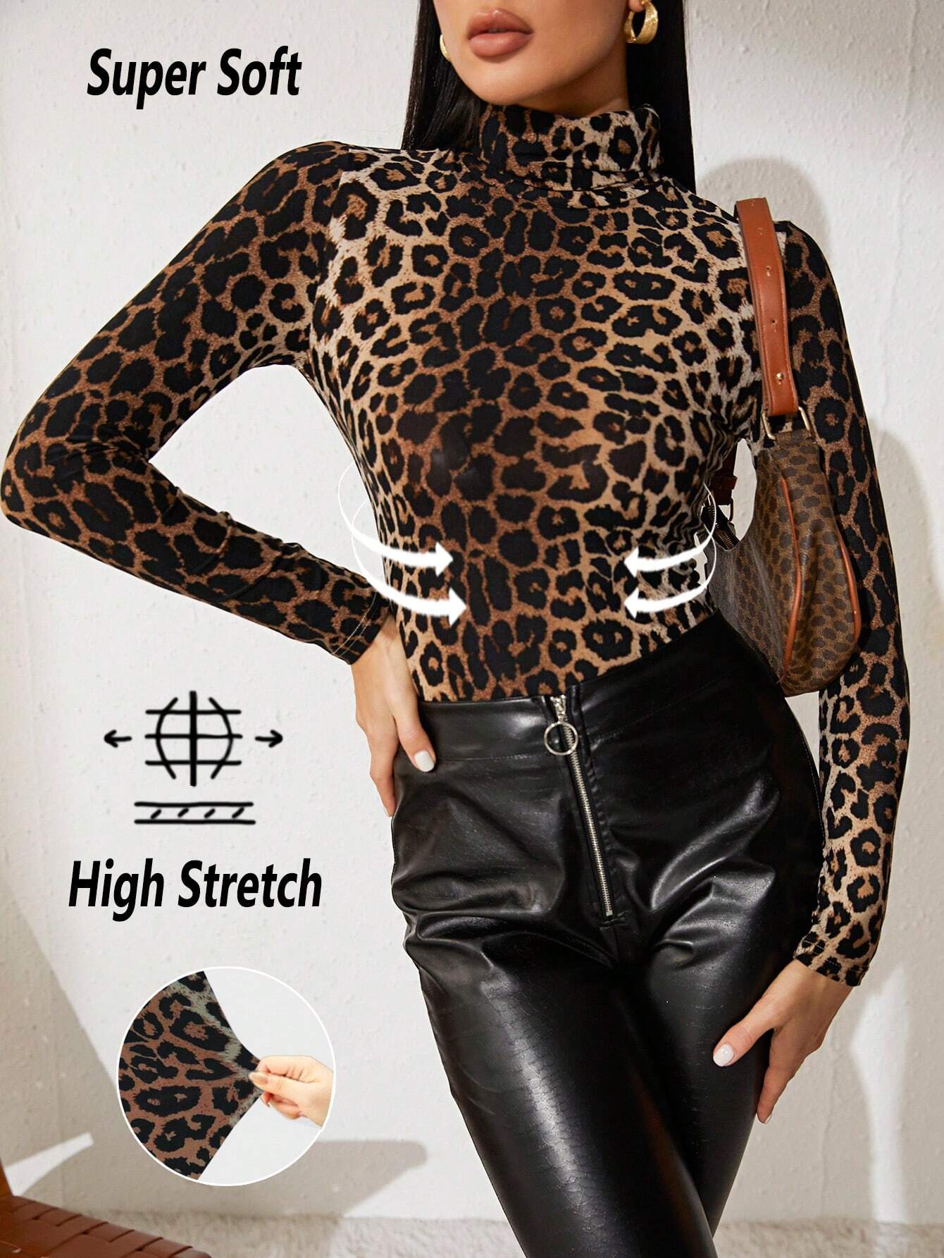 Unity High Neck Leopard Tee shein