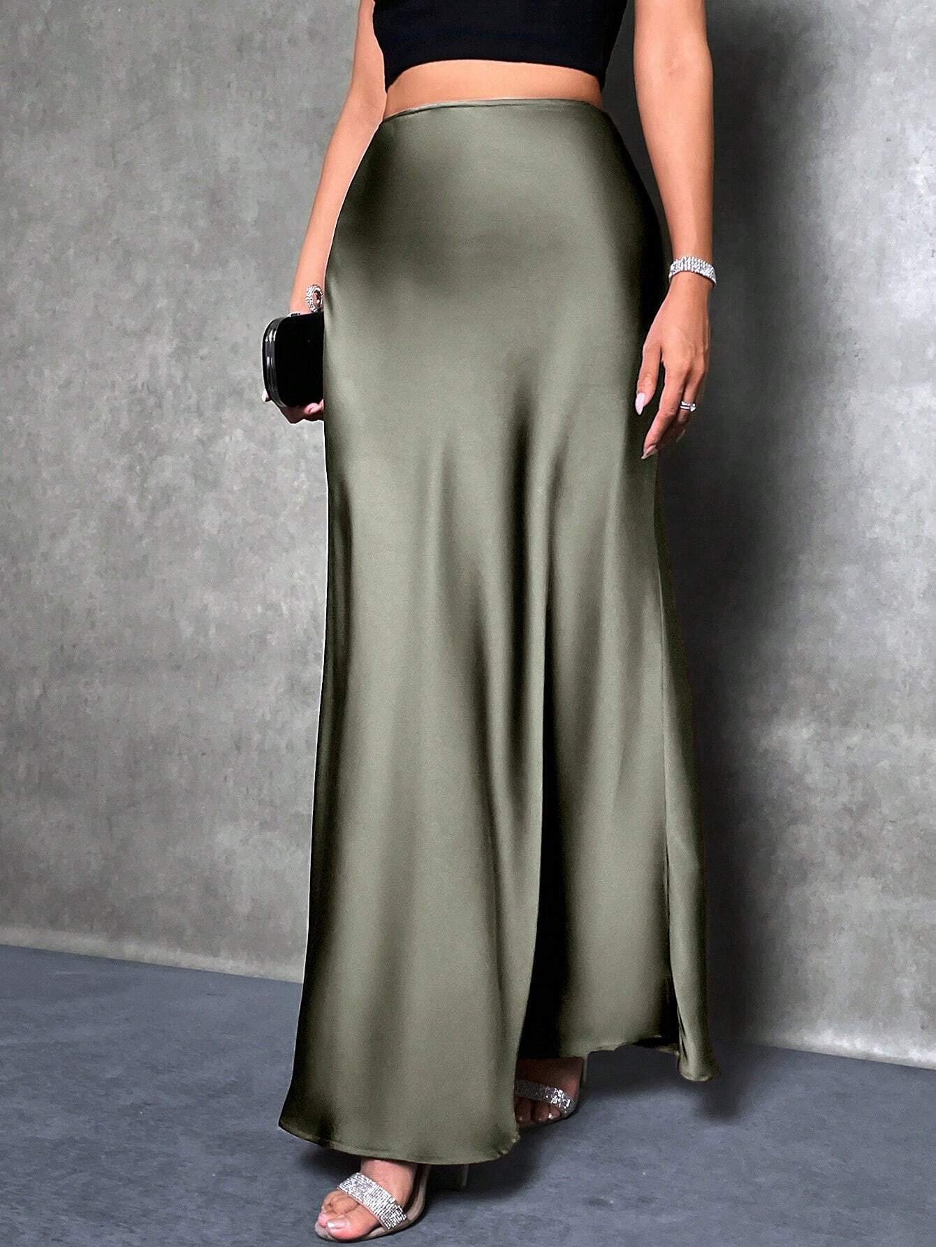 Raffinéa Women's Solid Color Basic Skirt shein