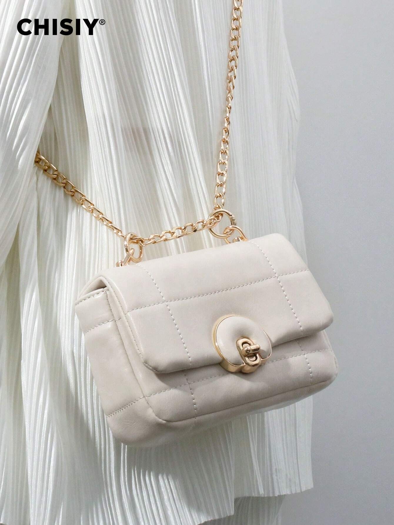 CHISIY CHISIY Handmade Brocade Chain Strap Detachable Adjustable Lightweight Fresh Casual Commute Women's Shoulder Bag shein