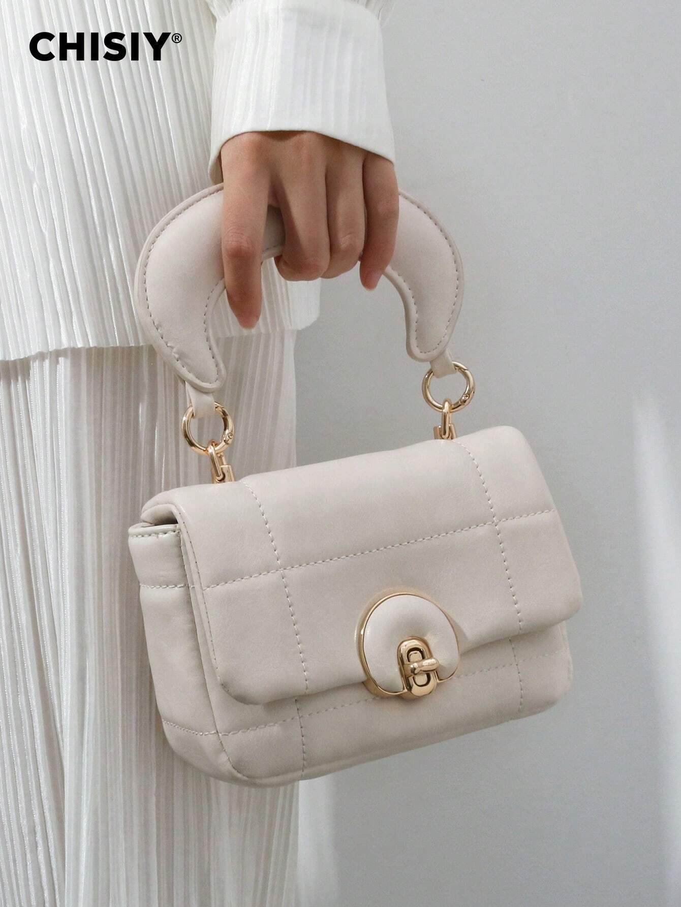 CHISIY CHISIY Handmade Brocade Chain Strap Detachable Adjustable Lightweight Fresh Casual Commute Women's Shoulder Bag shein