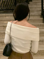 DAZY Women Casual & Elegant Solid Color Off-Shoulder Sweater shein