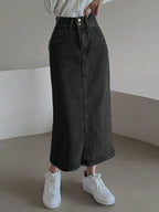 DAZY Women's Casual Distressed Denim Skirt With Side Slit shein