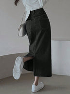DAZY Women's Casual Distressed Denim Skirt With Side Slit shein