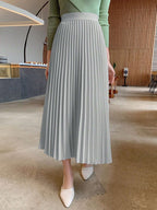 DAZY Solid Color Waist Gathered Minimalist Midi Skirt shein