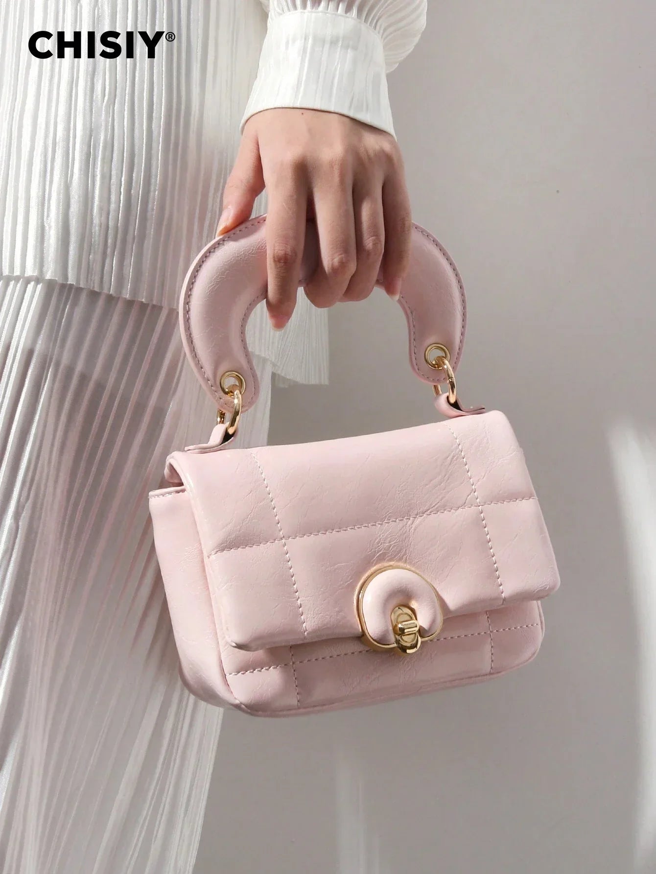 CHISIY CHISIY Handmade Brocade Chain Strap Detachable Adjustable Lightweight Fresh Casual Commute Women's Shoulder Bag shein