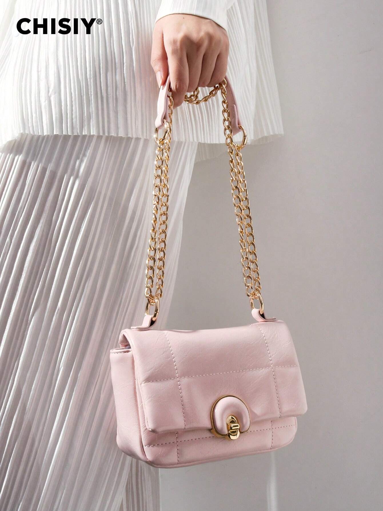 CHISIY CHISIY Handmade Brocade Chain Strap Detachable Adjustable Lightweight Fresh Casual Commute Women's Shoulder Bag shein