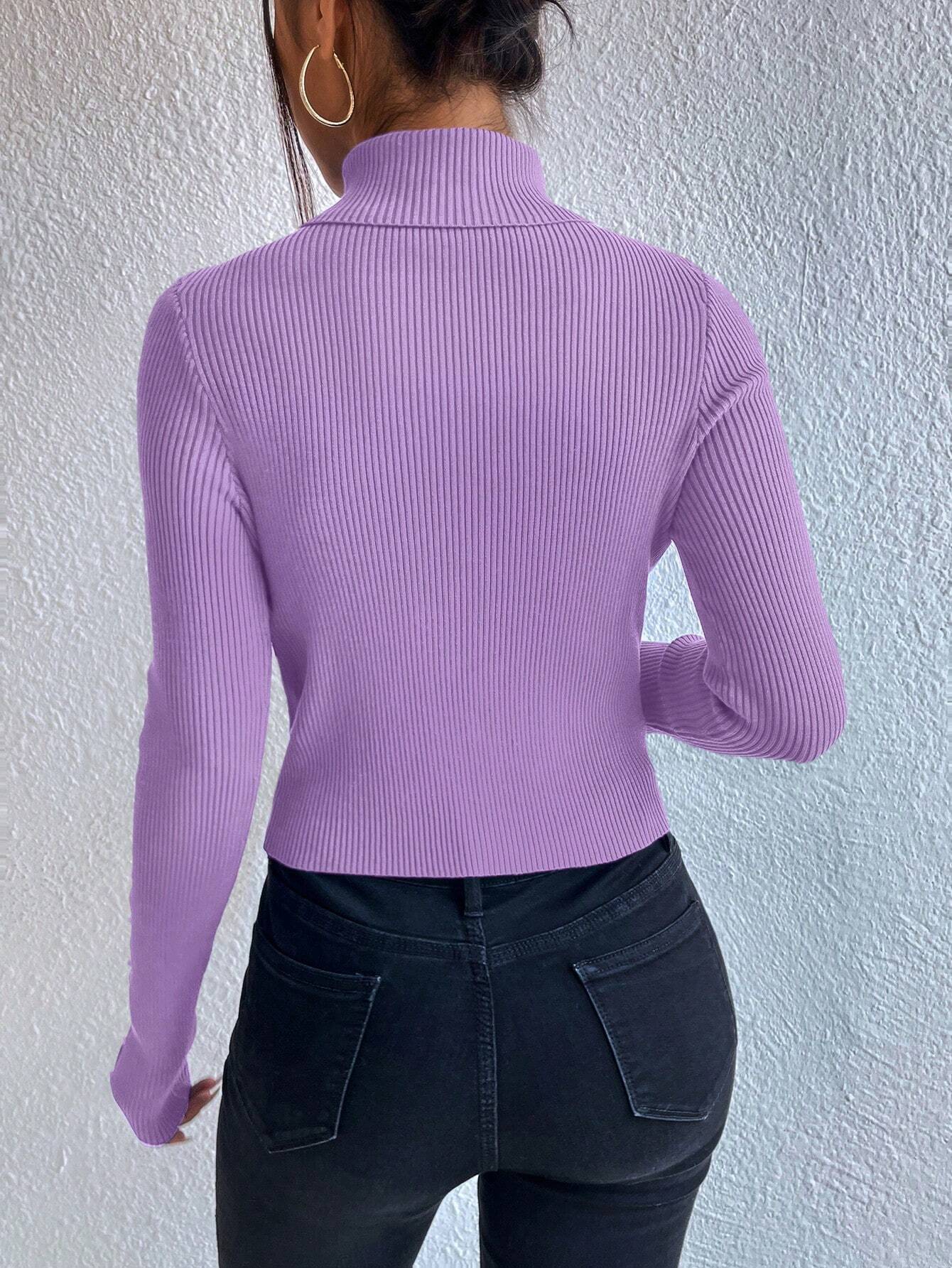 Privé Turtleneck Button Detail Sweater shein