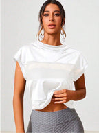 Sports Fishnet Insert Batwing Sleeve Sports Sweatshirt shein