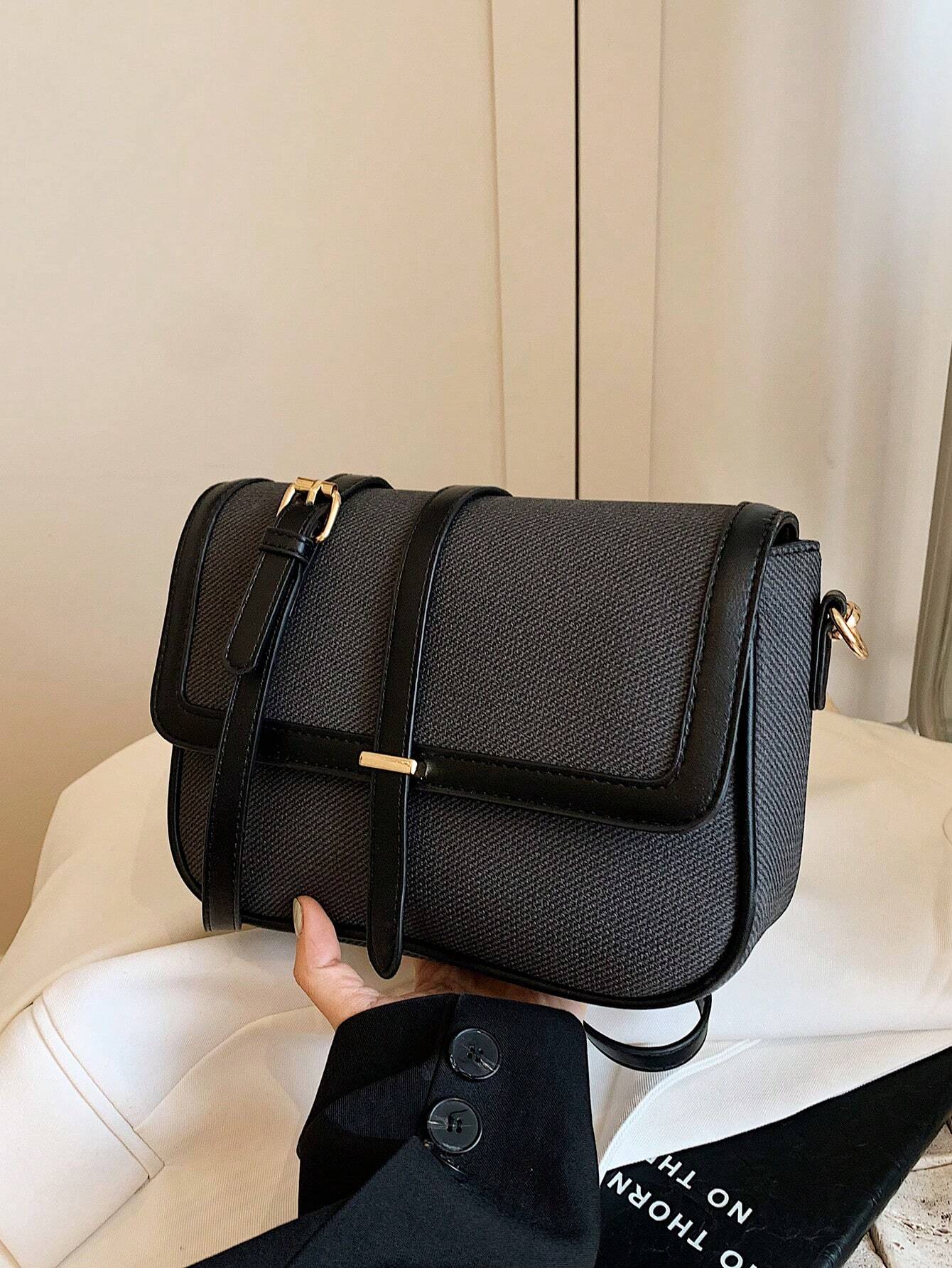 Lightweight,Business Casual Vintage Design Flap Square Bag shein