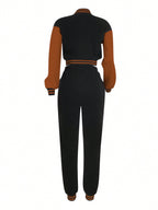 Women's Fashionable Casual Sports Wind Baseball Jacket And Sports Pants Set shein