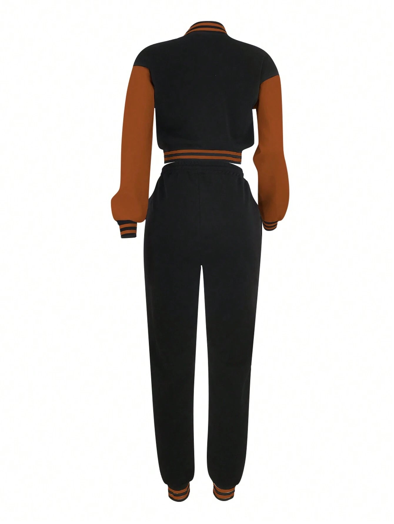 Women's Fashionable Casual Sports Wind Baseball Jacket And Sports Pants Set shein