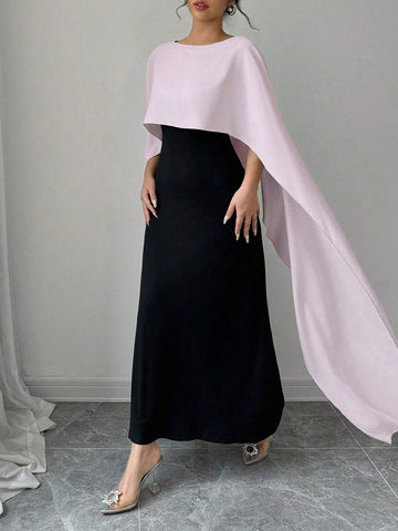 Privé Women's Round Neck Batwing Sleeve Maxi Elegant Party Dress shein