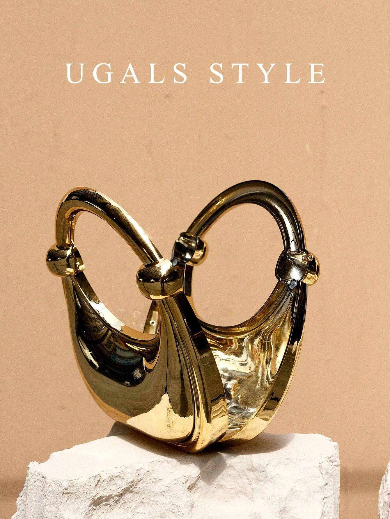 Luxury 2023 Women's Party Prom Crescent Clip Box Evening Clutch Acrylic Transparent Clutch Waterproof Crossbody Bag shein