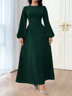 Modely Women's Solid Color Simple Daily Long Sleeve Dress shein