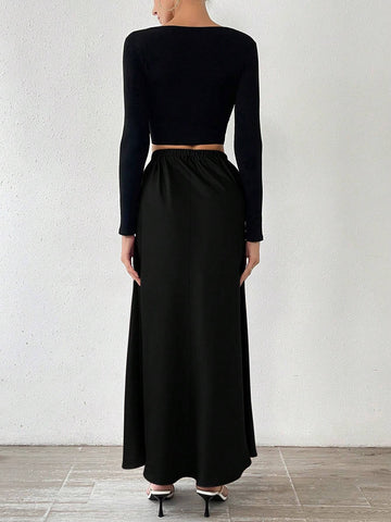 Tall Satin Mermaid-Style Maxi Skirt