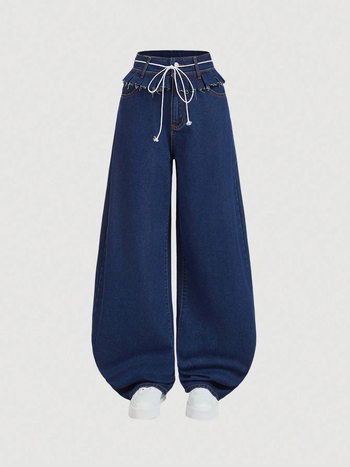 MOD Women Wide Leg Jeans 2 In 1 Relaxed Fit Blue shein