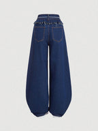 MOD Women Wide Leg Jeans 2 In 1 Relaxed Fit Blue shein