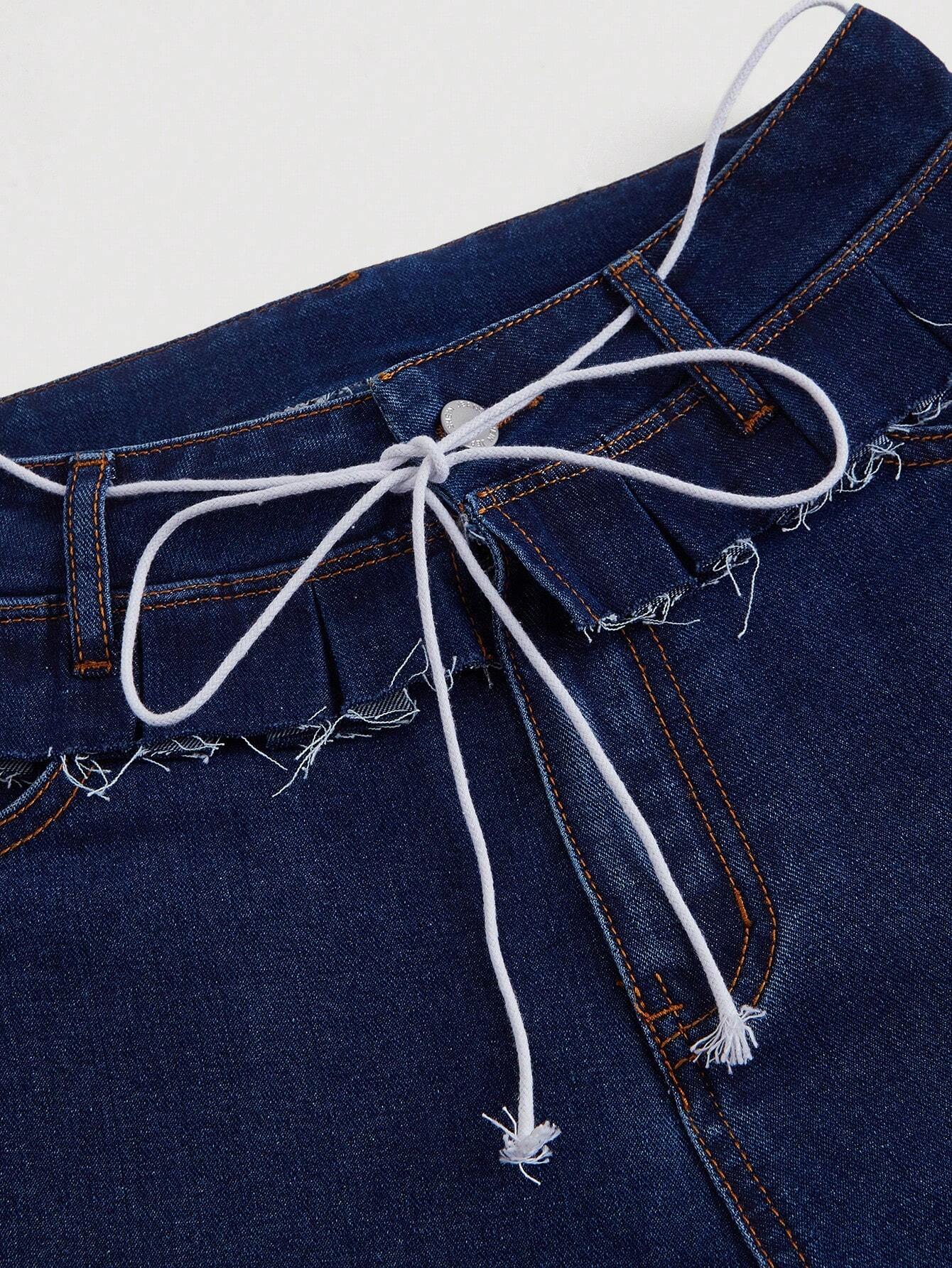 MOD Women Wide Leg Jeans 2 In 1 Relaxed Fit Blue shein