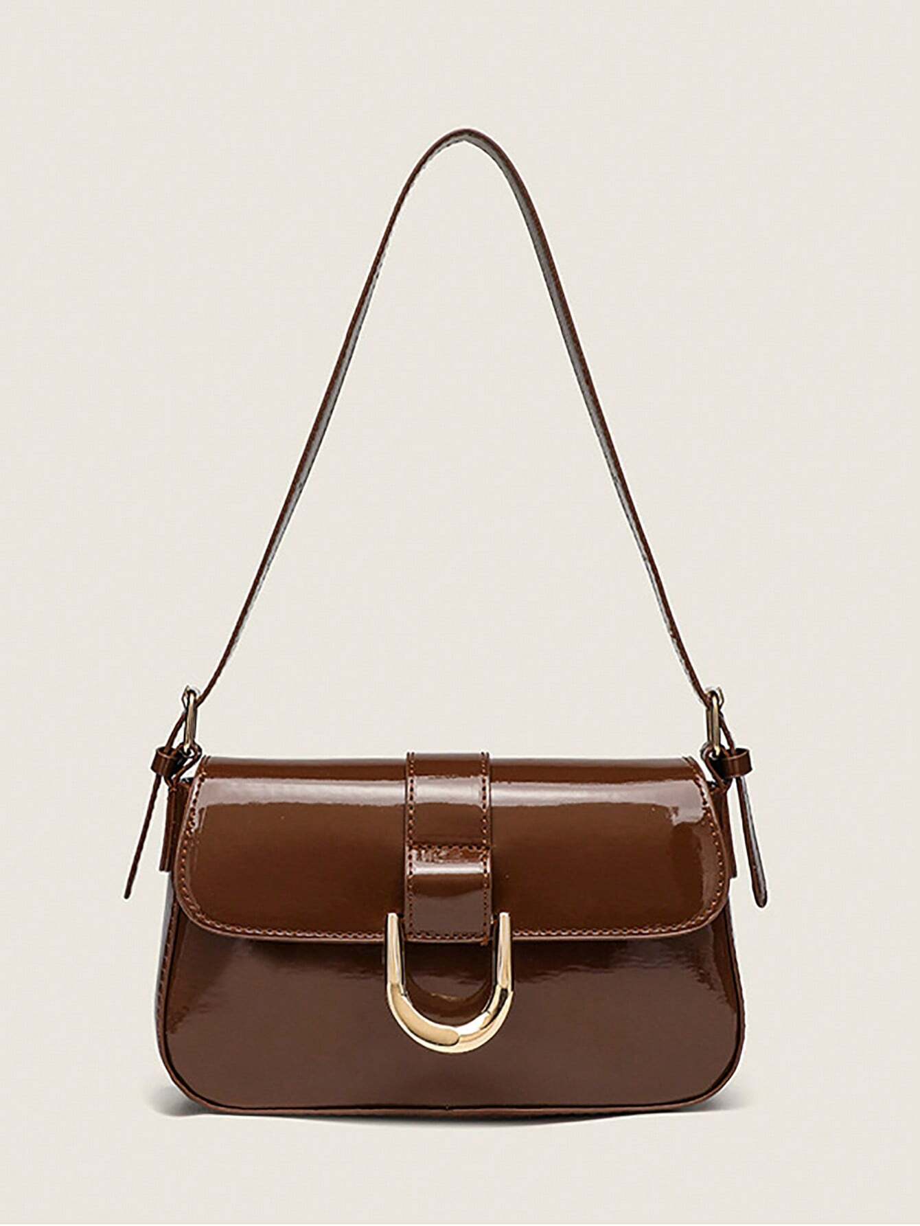 Fashion PU Leather Shoulder Bag shein