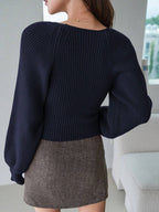 DAZY Sweetheart Neck Raglan Sleeve Sweater shein