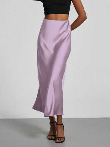 Women's Fashion Casual Stretch Silk Satin Texture Satin Skirt