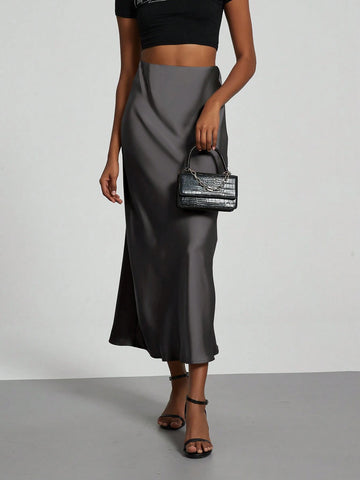 Women's Fashion Casual Stretch Silk Satin Texture Satin Skirt