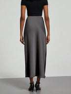 Women's Fashion Casual Stretch Silk Satin Texture Satin Skirt shein