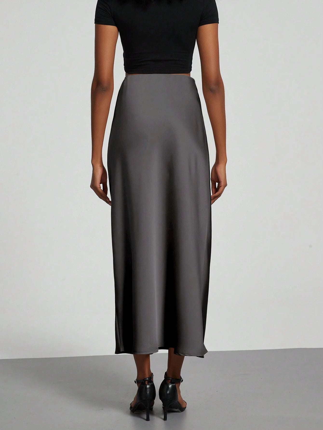 Women's Fashion Casual Stretch Silk Satin Texture Satin Skirt shein