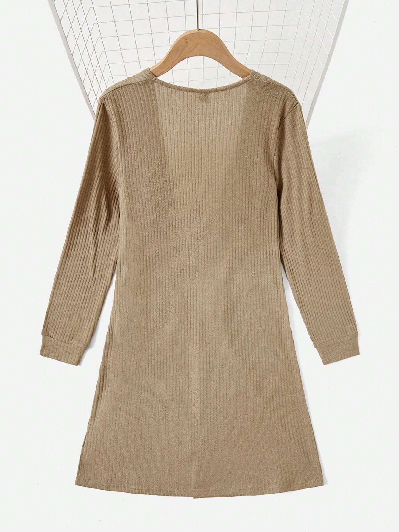 LUNE Solid Open Front Pocket Patched Coat shein