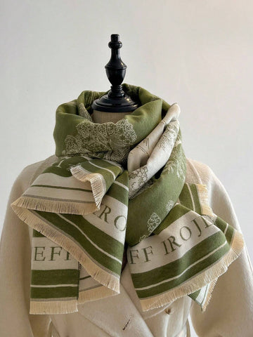 1pc Women's Reversible Imitation Cashmere Floral Printed Warm Scarf Shawl
