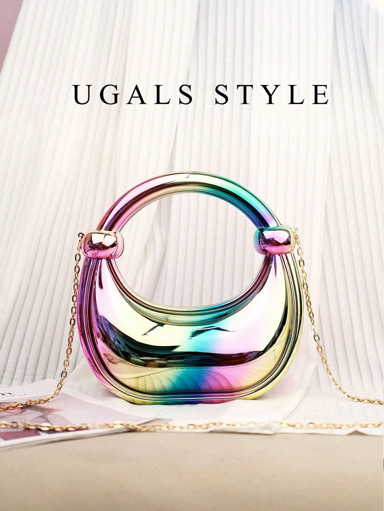 Luxury 2023 Women's Party Prom Crescent Clip Box Evening Clutch Acrylic Transparent Clutch Waterproof Crossbody Bag shein