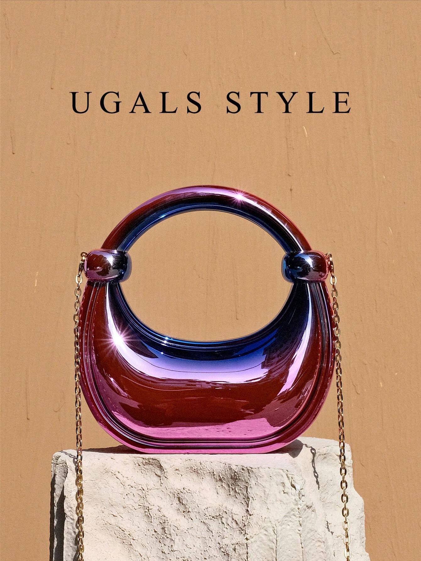 Luxury 2023 Women's Party Prom Crescent Clip Box Evening Clutch Acrylic Transparent Clutch Waterproof Crossbody Bag shein