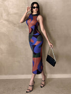 AZ Printed Ruched Sleeveless Dress With Elastic Waist shein