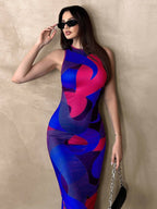 AZ Printed Ruched Sleeveless Dress With Elastic Waist shein
