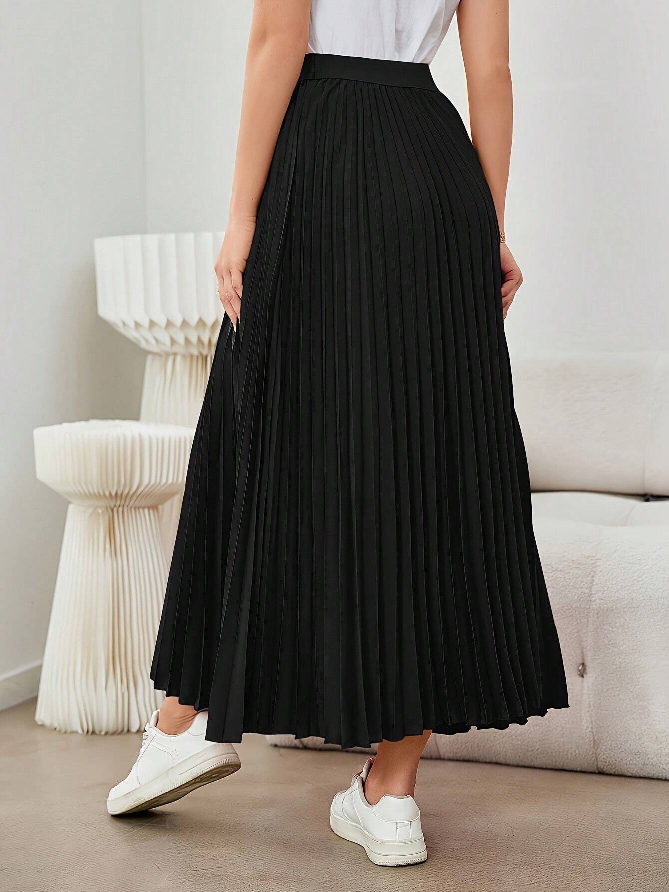 AZ Minimalist Pleated A-Line Skirt