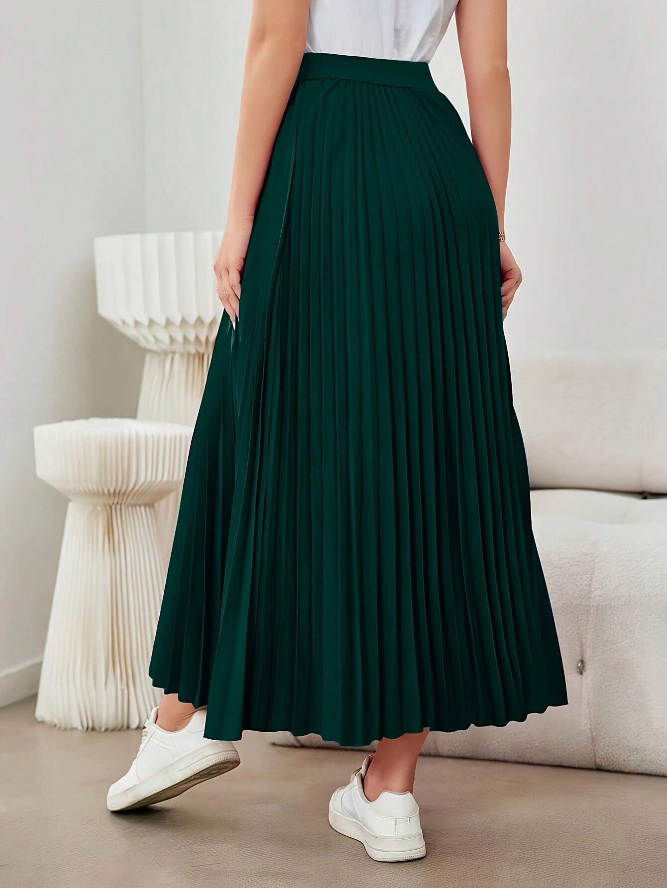 AZ Minimalist Pleated A-Line Skirt