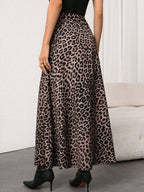 Firerie Women's Elegant Leopard Print High Waist Satin Skirt shein