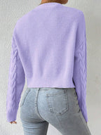 MOOSTA Drop Shoulder Cable Knit Cardigan & Crop Knit Top shein
