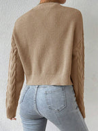 MOOSTA Drop Shoulder Cable Knit Cardigan & Crop Knit Top shein