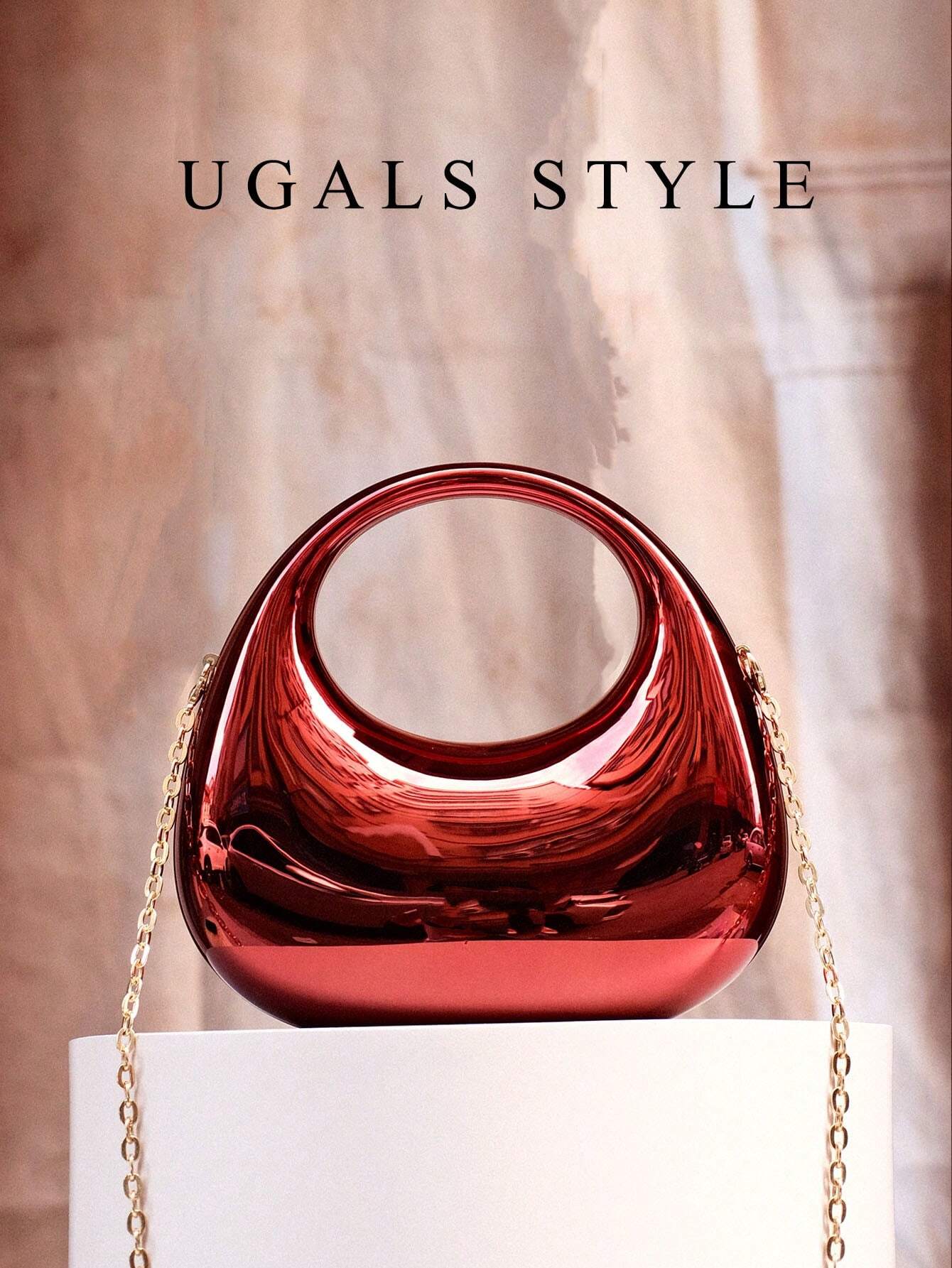 Luxury 2023 Women's Party Prom Crescent Clip Box Evening Clutch Acrylic Transparent Clutch Waterproof Crossbody Bag shein