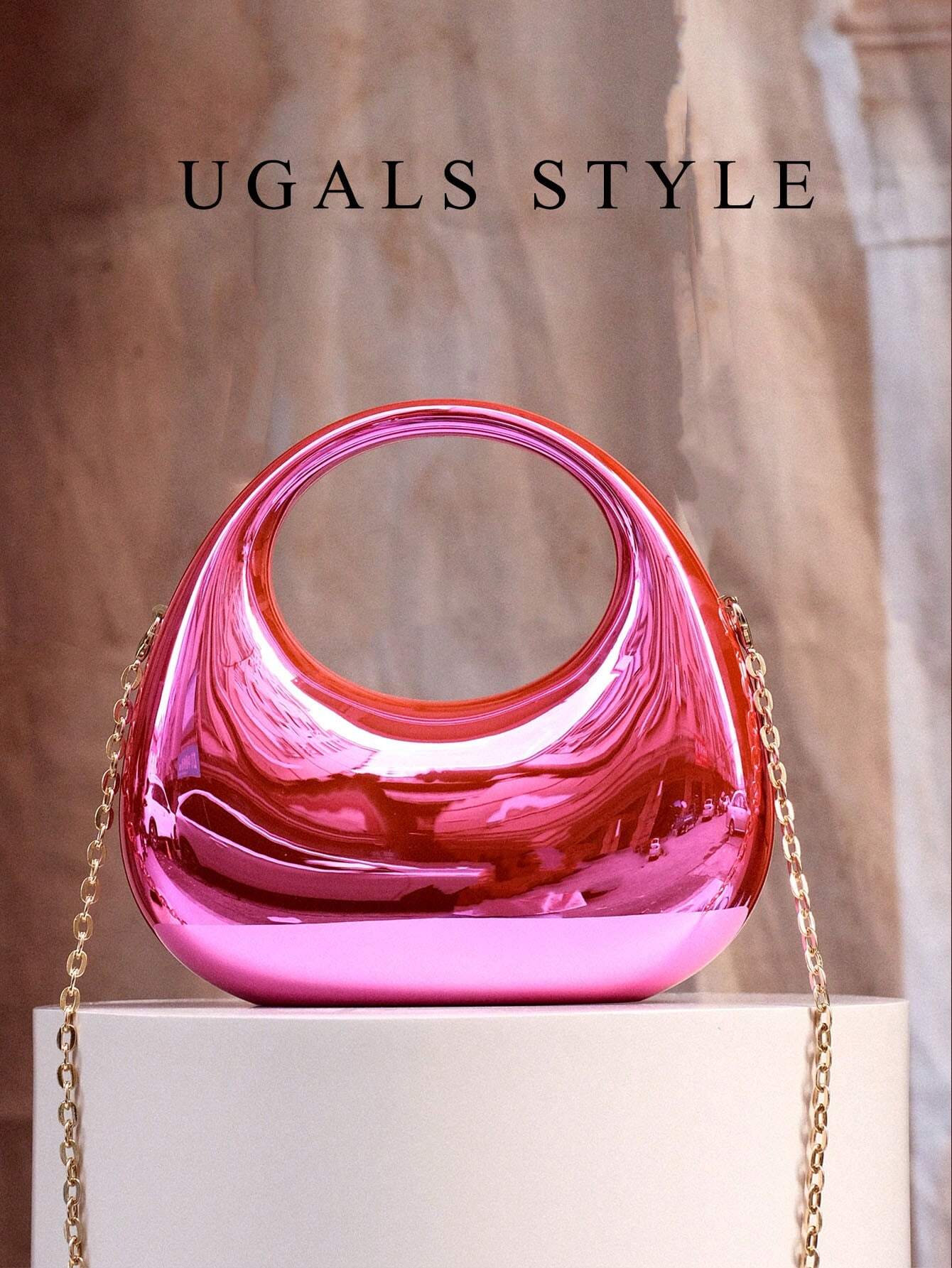 Luxury 2023 Women's Party Prom Crescent Clip Box Evening Clutch Acrylic Transparent Clutch Waterproof Crossbody Bag shein