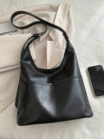 New Fashion All-Match Texture Solid Color PU Shoulder Bag