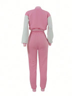 Women's Fashionable Casual Sports Wind Baseball Jacket And Sports Pants Set shein