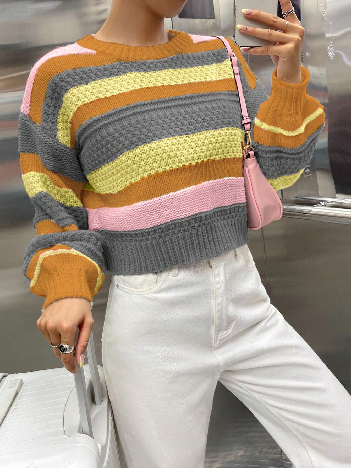 MOOSTA Colorblock Drop Shoulder Sweater shein