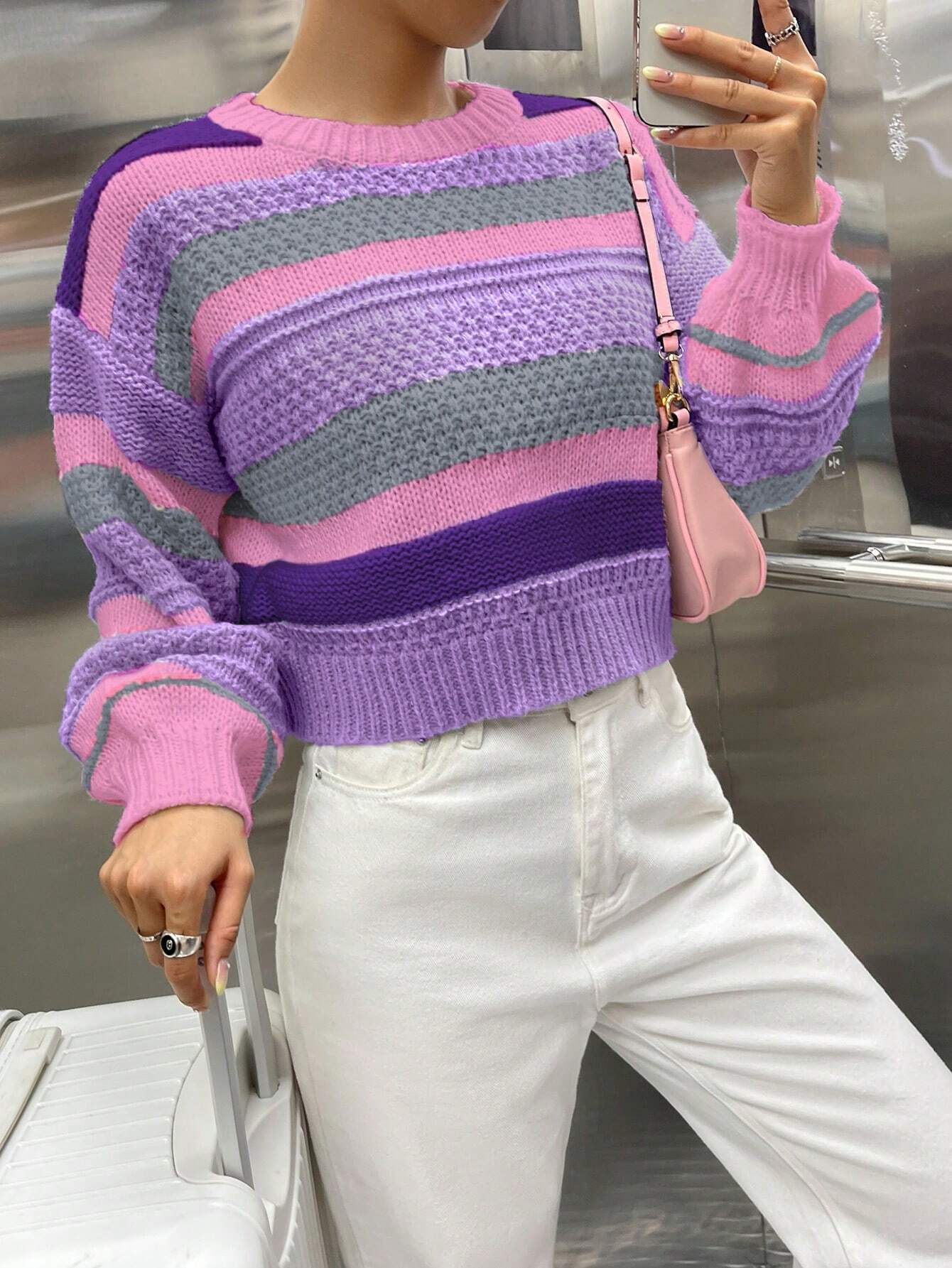 MOOSTA Colorblock Drop Shoulder Sweater shein