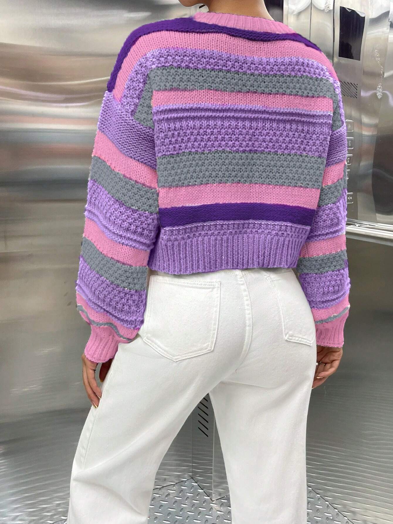 MOOSTA Colorblock Drop Shoulder Sweater shein