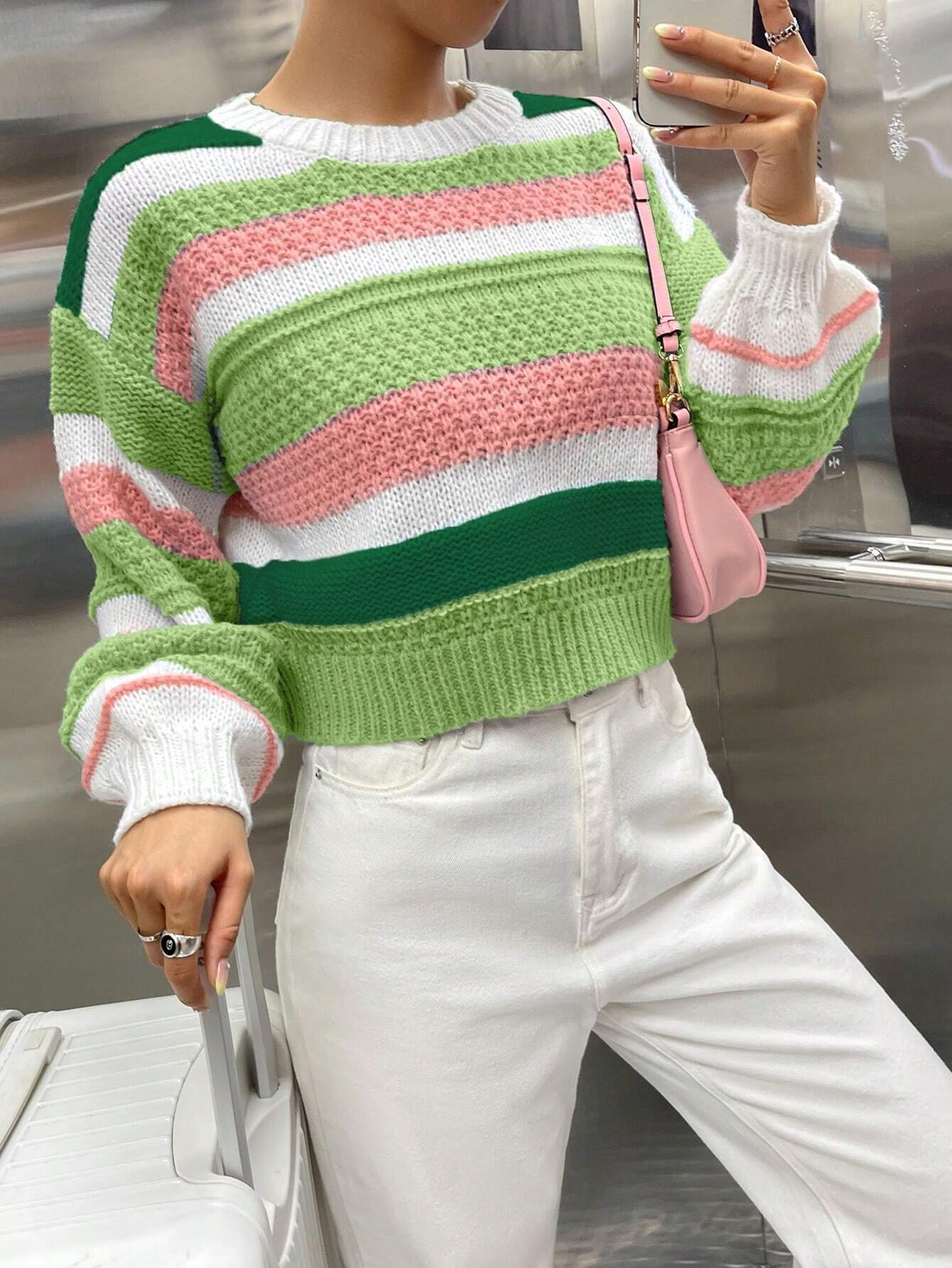 MOOSTA Colorblock Drop Shoulder Sweater shein