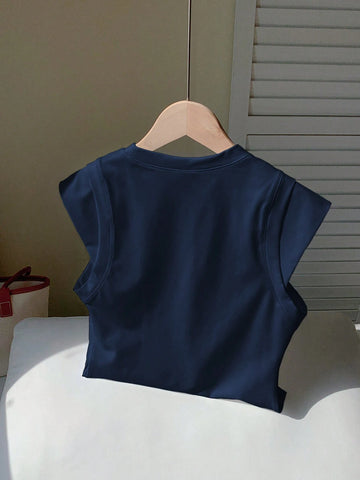 Comfortcana Women Casual Solid Color 2 In 1 T-Shirt